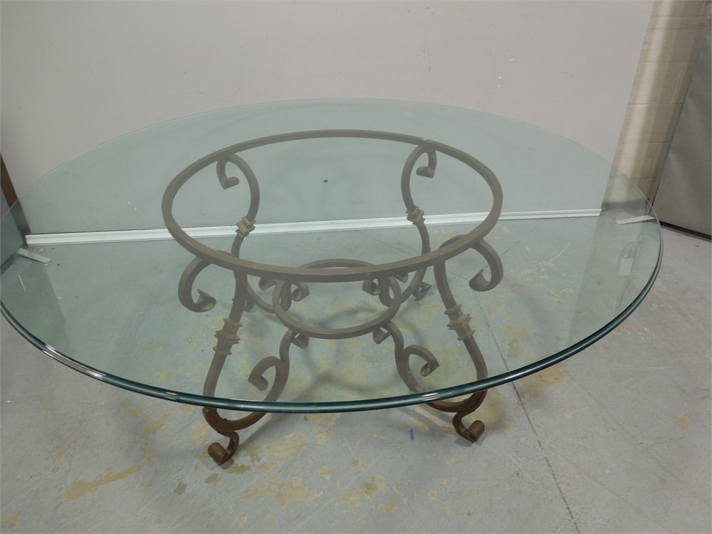 Transitional Design Online Auctions - Round Glass Top Dining Table ...