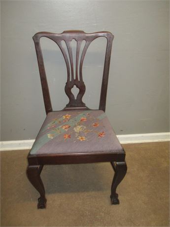 Vintage Dark Mahogany Chair with Carved feet