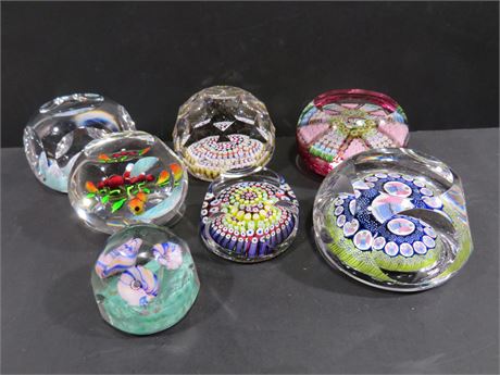 7 Art Glass Paperweights