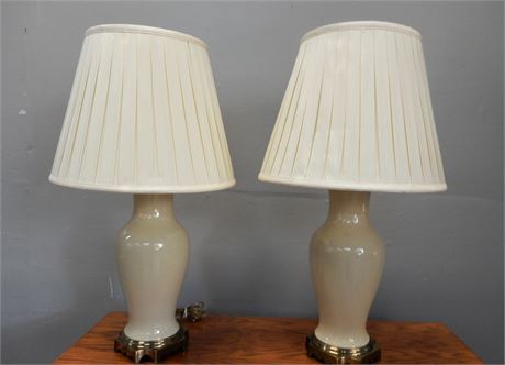 Two Cream Color Ceramic Table Lamps