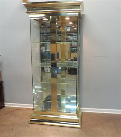 Contemporary Gold Tone Curio / Display Cabinet