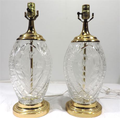 DRESDEN Cut Crystal Lamps / Signed