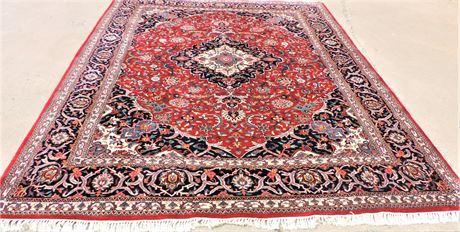 Large Red, Blue & Black All Wool Area Rug