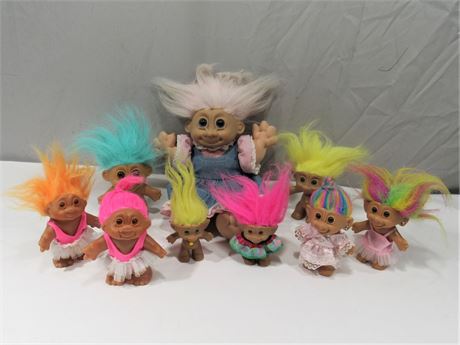 9 Vintage Troll Dolls