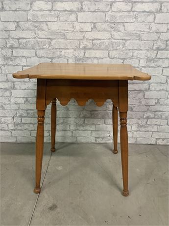 Vintage Scalloped Wood End Table