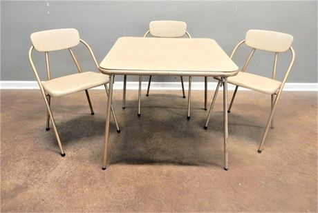 Vintage Folding Card Table and Three Chairs