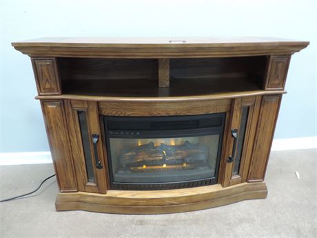 Solid Wood Electric Heating Faux Fireplace
