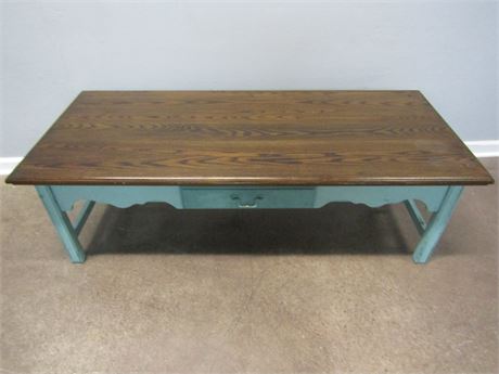 Painted Solid Wooden Coffee Table with One Drawer