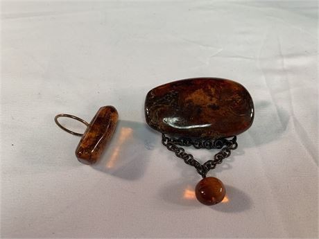 AMBER Brooch and Ring