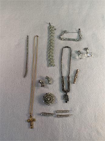 Lot of Costume Jewelry Including Sterling Silver Cross