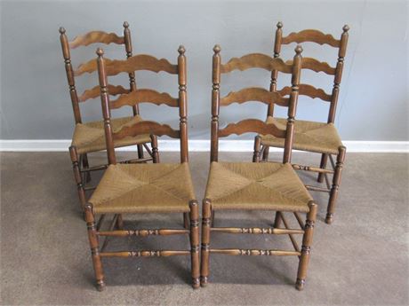 4 Vintage Rush Seat Chairs