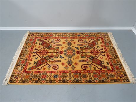 Hand-Knotted Wool Rug Tribal Pattern