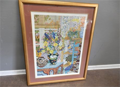Signed John Powell Floral Print (64/300) Matted and Framed