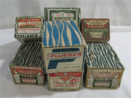 Vintage Pflueger Fishing Reels w/ Boxes - 7 Reels