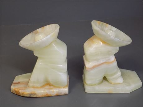1960'S Carved Onyx Bookends