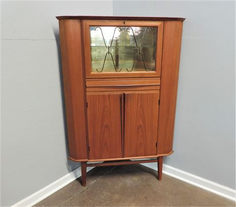 Mid Century Danish Cocktail Corner Cabinet / Dry Bar Made in Norway