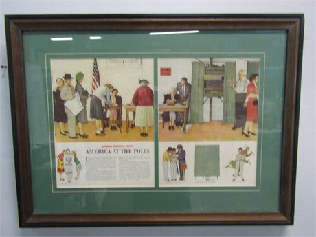 Norman Rockwell "America at the Polls", Framed Art