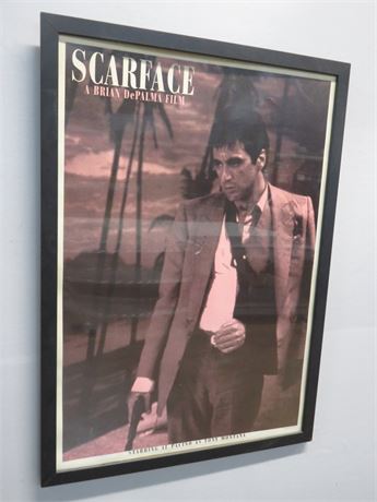 Scarface Tony Montana Framed Movie Poster - Rare Pink & Sepiatone Version