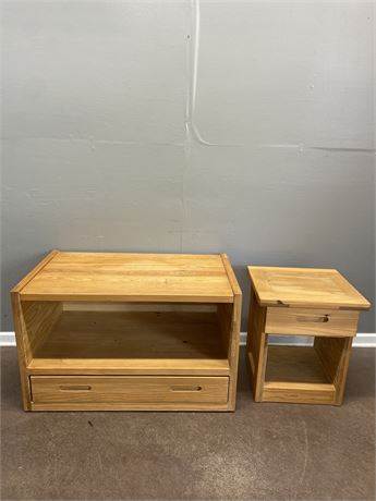 Oak TV Stand and Night Stand