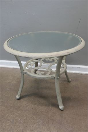 Metal Garden Side Table with a Glass Top