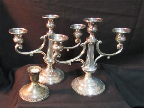 3 Piece Weighted Sterling Candleholder Lot