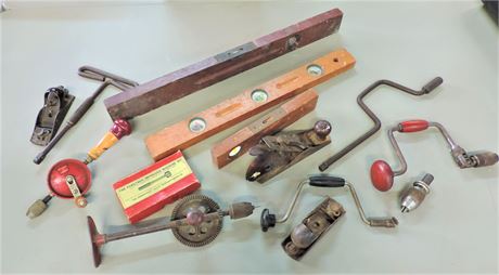 Vintage Tools / Hand Drill / Marsh Planer / Stanley Planer / Socket T Handle