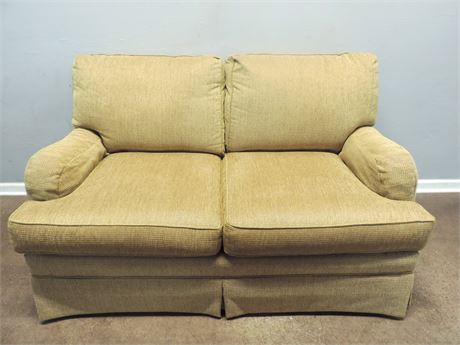 Taylor-King Wheat-Gold Attached Back Skirted Loveseat