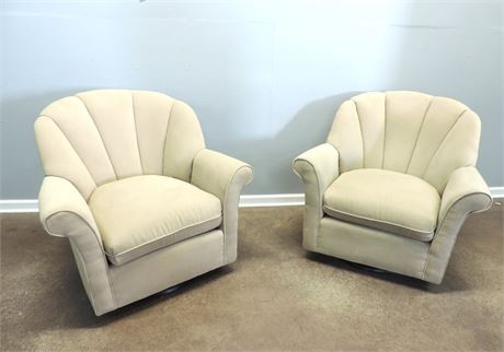 Pair of Channel Back Swivel Chairs
