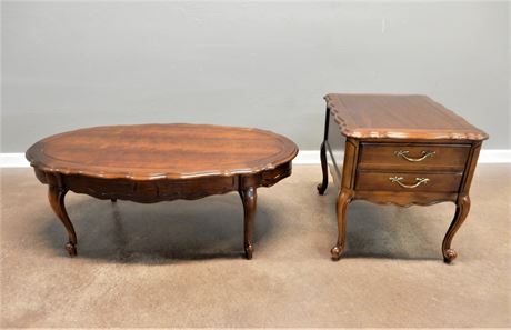 Hammary Cherry Wood Coffee Table and Matching Side Table