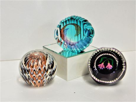 Signed Caithness Art Glass Paperweights