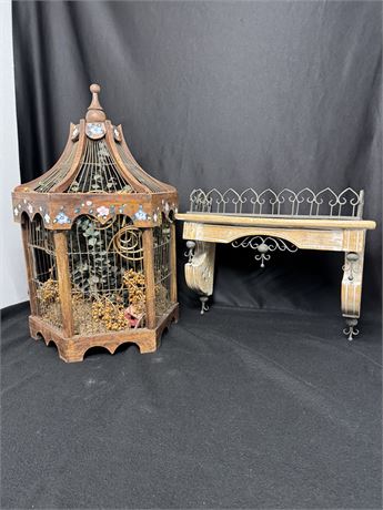 Transitional Design Online Auctions - Home Decor- Bird Cage - Shelf