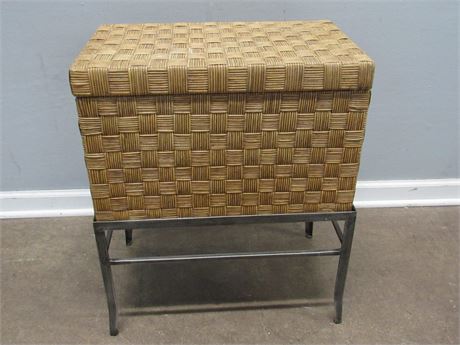 Wicker Storage Chest with Metal Stand