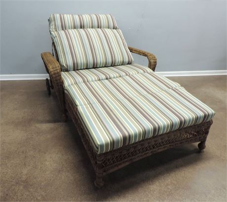 Large Rattan Chaise / Cushions