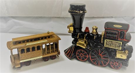 Ezra Brooks Locomotive Decanter Wooden Music Box Train
