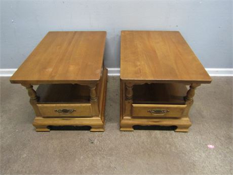 Matching Vintage Cambridge Wood End Tables