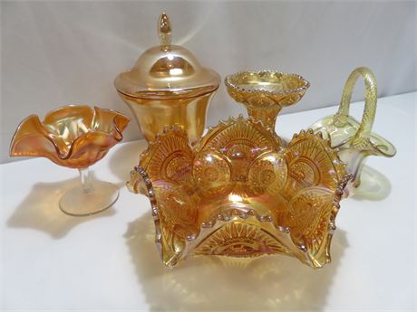 Iridescent Marigold Carnival Glassware