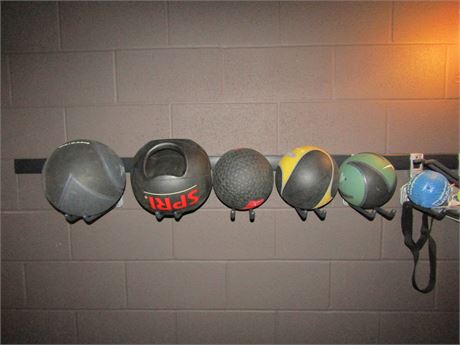 Weighted Ball for Workouts and Exercise Balance Training, with Wall Storage Rack