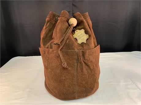 Brown Leather Backpack with Tags