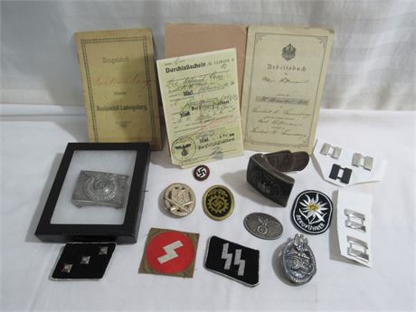Historical Memorabilia - US/German/Nazi World Wars - over a dozen pieces.