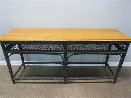 Wicker & Wood Entry Way Table