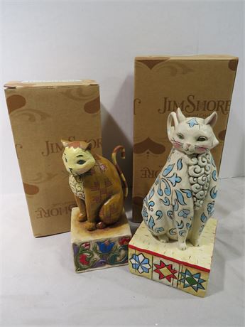 JIM SHORE "Jasper" and "Evangaline" Cat Figurines