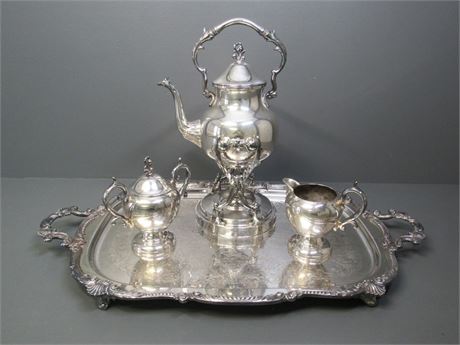 Birmingham Silver Co. Tea Service Set - Silver on Copper 4 Piece Set