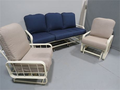 Mid-Century Patio Glider Seating Group w/Sunbrella Cushions