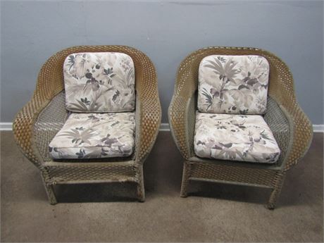 Matching Rattan Cushioned Chairs