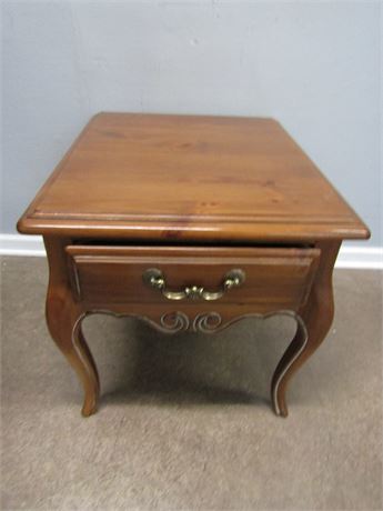 Ethan Allen End Table, Wood with 1 Drawer and Accent Trim