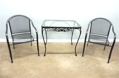 Patio / Sunroom Metal Table / Two Chairs
