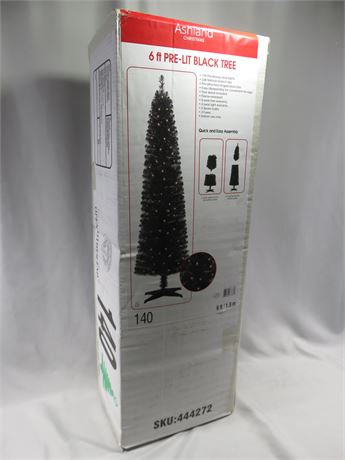 6 Ft. Pre-Lit Black Christmas Tree