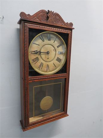 WM L. GILBERT Antique Grandfather Wall Clock