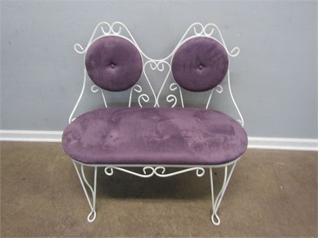 Teena Original Ice Cream Parlor Bench, in White with Purple Cushions