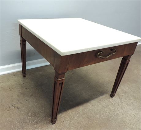 Johnson Company Marble Top End Table